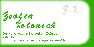 zsofia kolonich business card